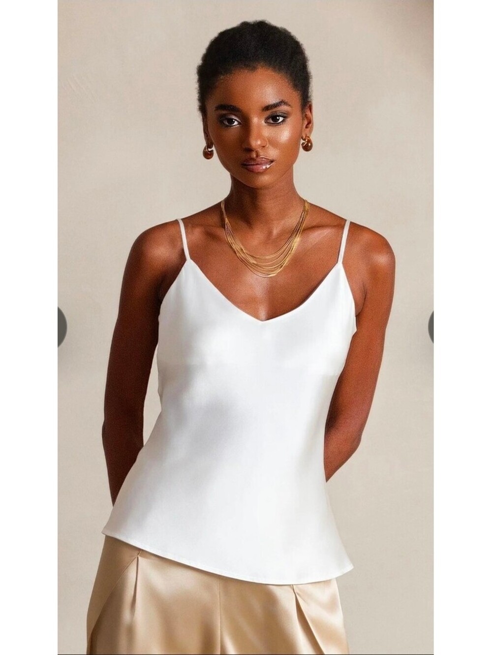 Silk Laundry White Silk Camisole Top sz M NEW